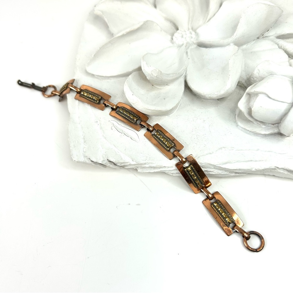 Vintage Signed Solid Copper Link Bracelet